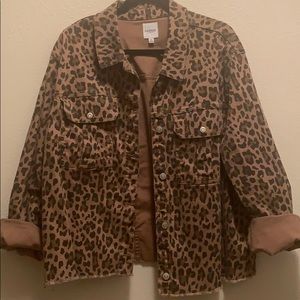 Stretch leopard jean jacket
